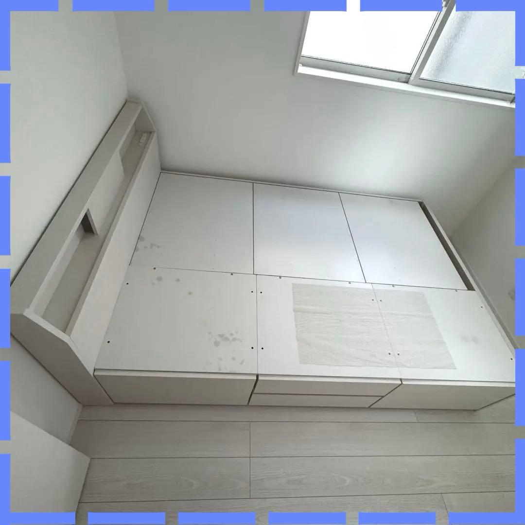 【ダブル】 ニトリ　ベットフレーム　引き出し収納.コンセント.ライト付