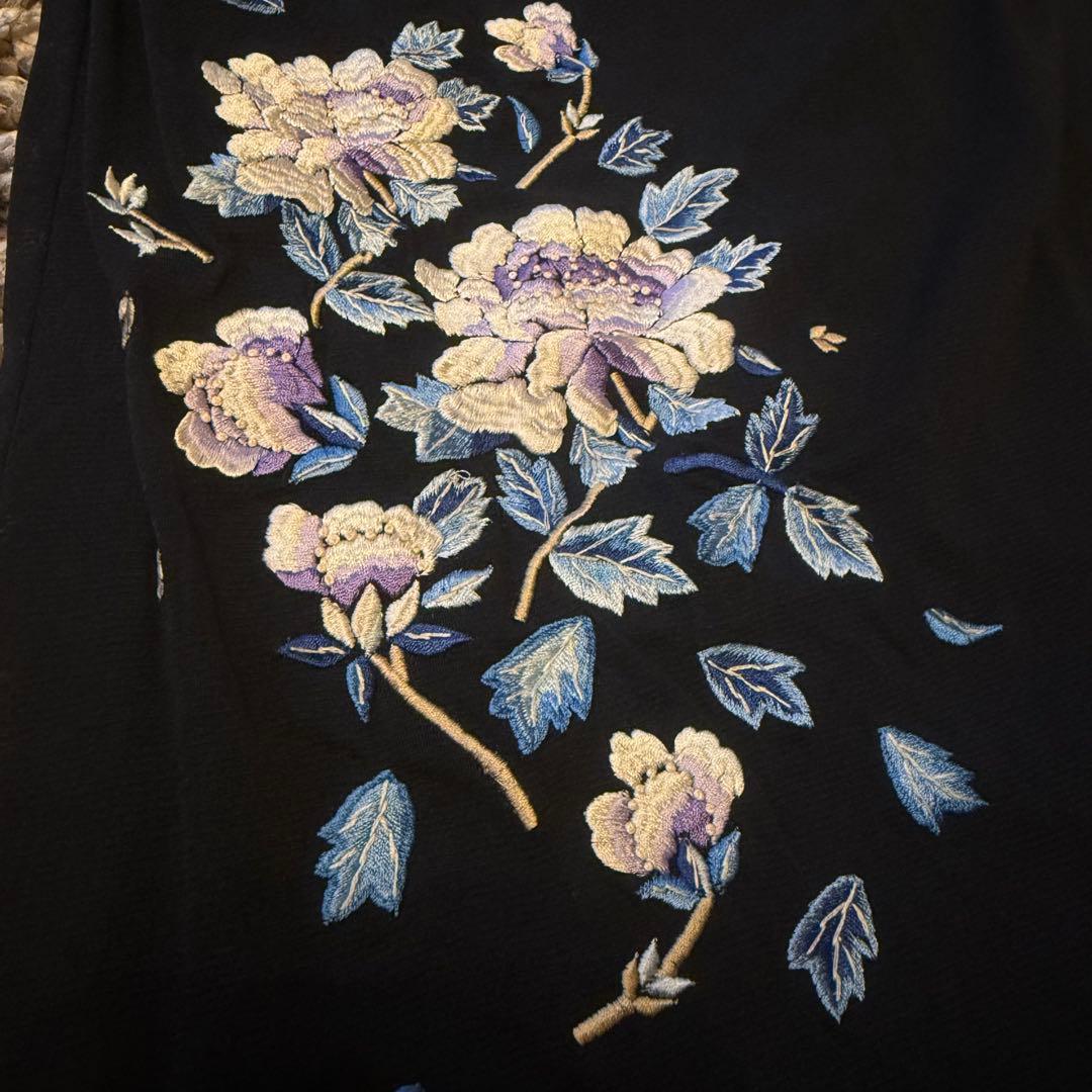 【vivienne tam】花柄刺繍タイトスカート 黒　パワーネット