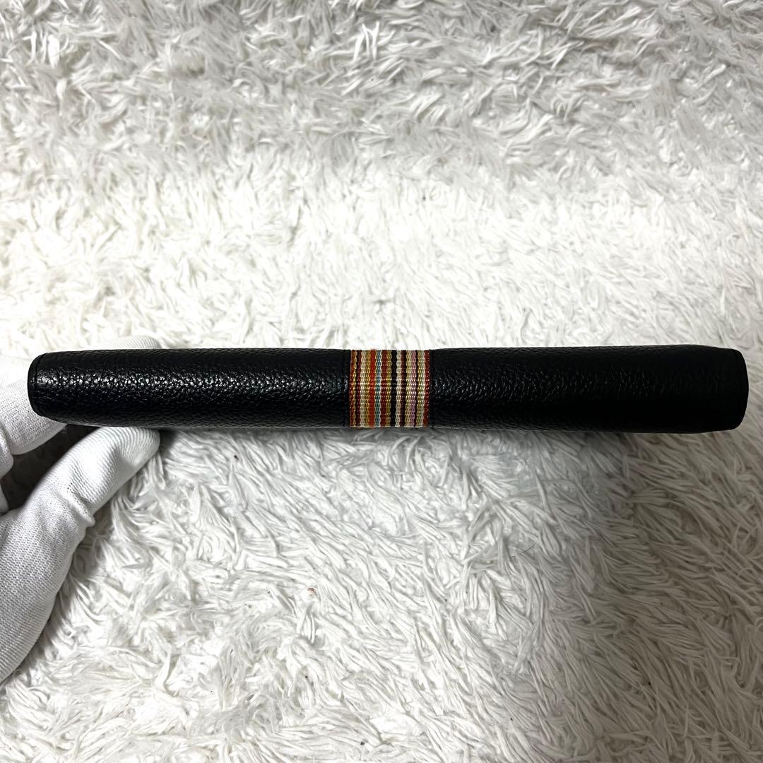 ✨極美品✨ポールスミス 長財布 L字ファスナー レザー マルチストライプ 黒