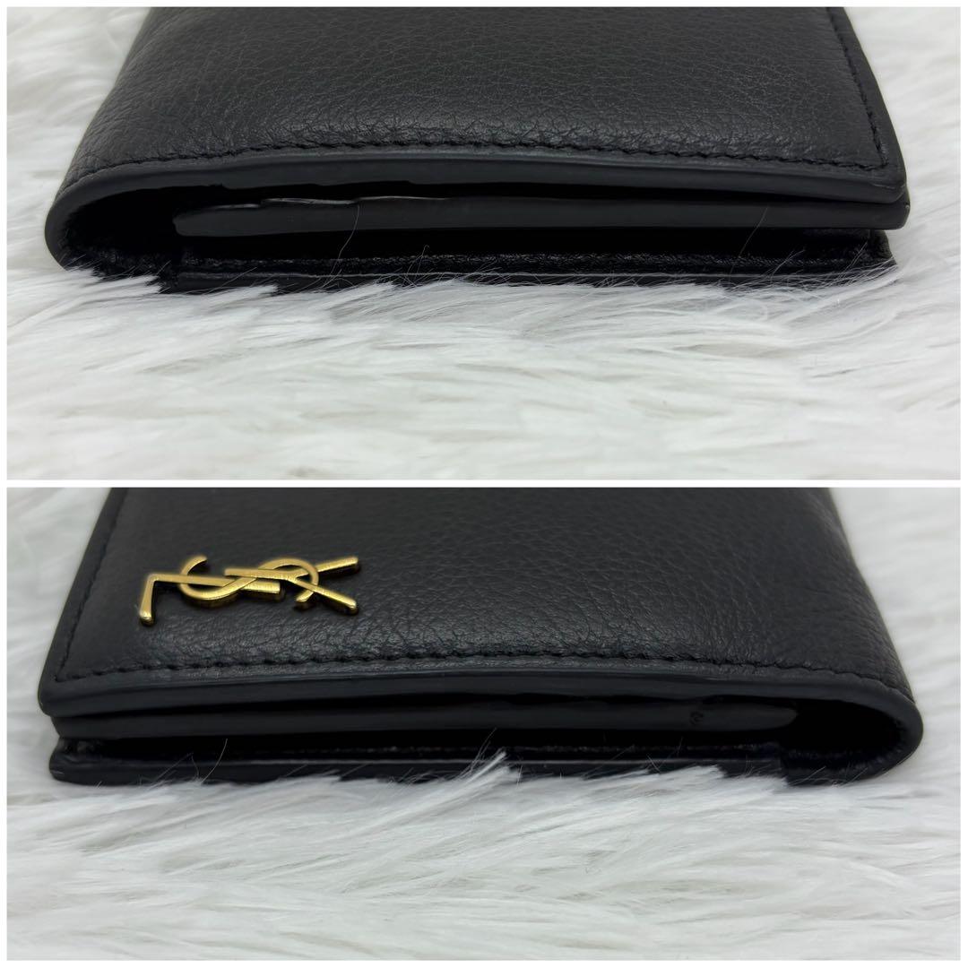 極美品✨サンローラン　長財布　折り財布　カサンドラ　金ロゴ　レザー　ブラック