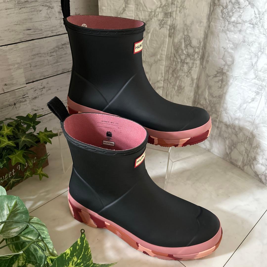 プレイショートカモフラージュ ソールブーツ／ハンター/ブラック＆ピンク/即完売品