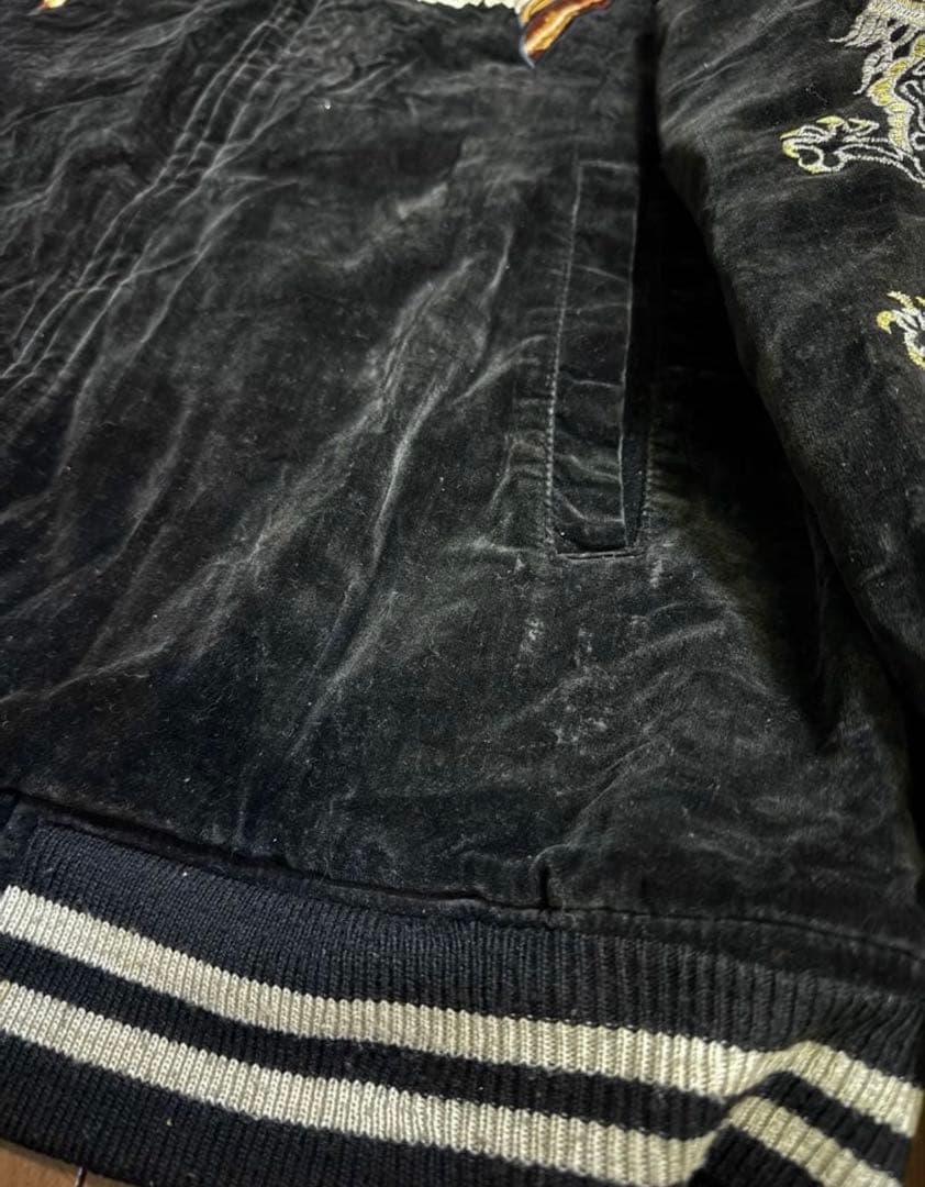 ヴィンテージ 別珍 スカジャン ブラック 竹虎 キルティングライナー 古着