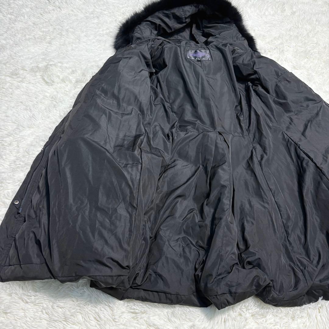 【3L】美品 ルイルエブティック フォックスファーバッスルスタイルダウンコート黒