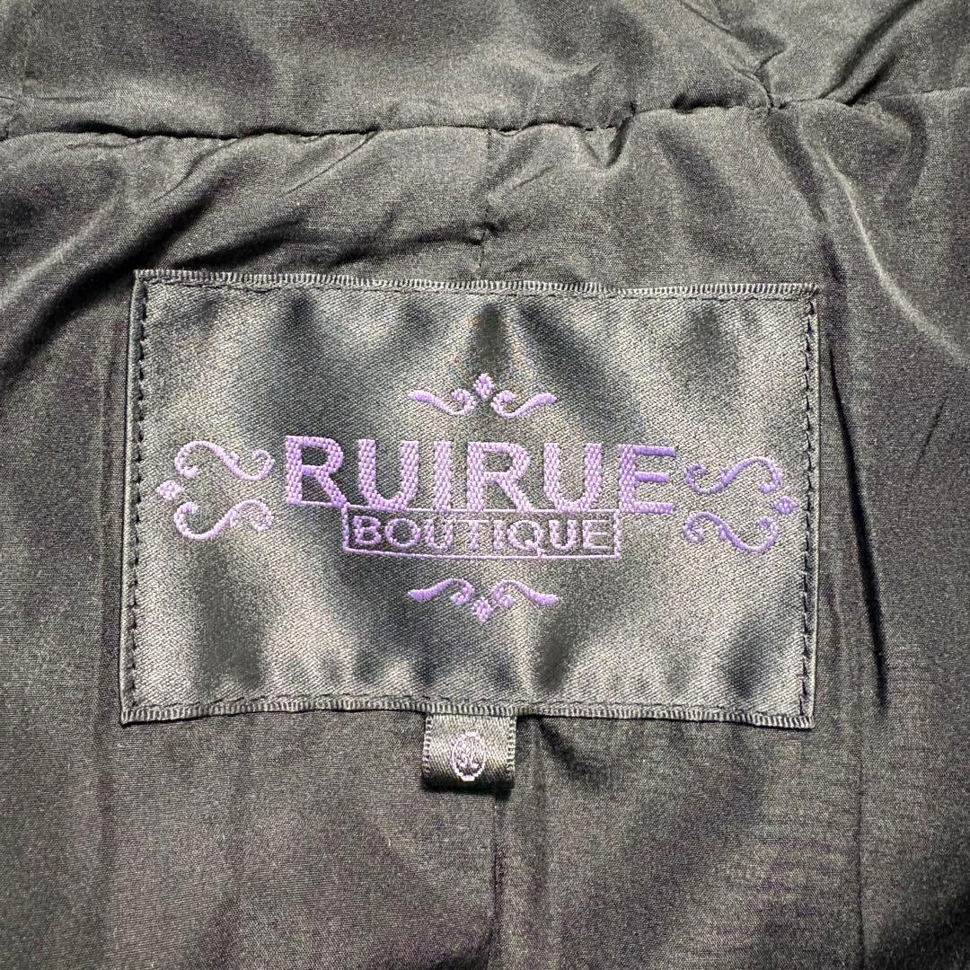 【3L】美品 ルイルエブティック フォックスファーバッスルスタイルダウンコート黒