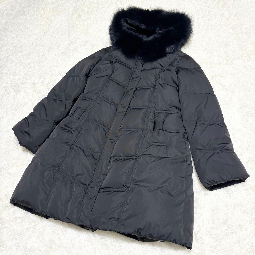 【3L】美品 ルイルエブティック フォックスファーバッスルスタイルダウンコート黒
