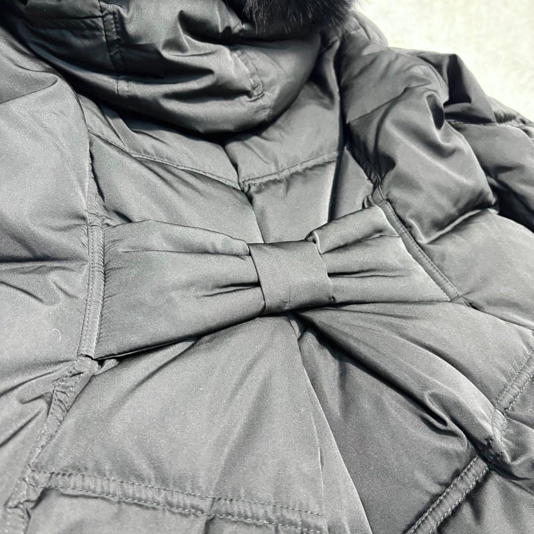 【3L】美品 ルイルエブティック フォックスファーバッスルスタイルダウンコート黒