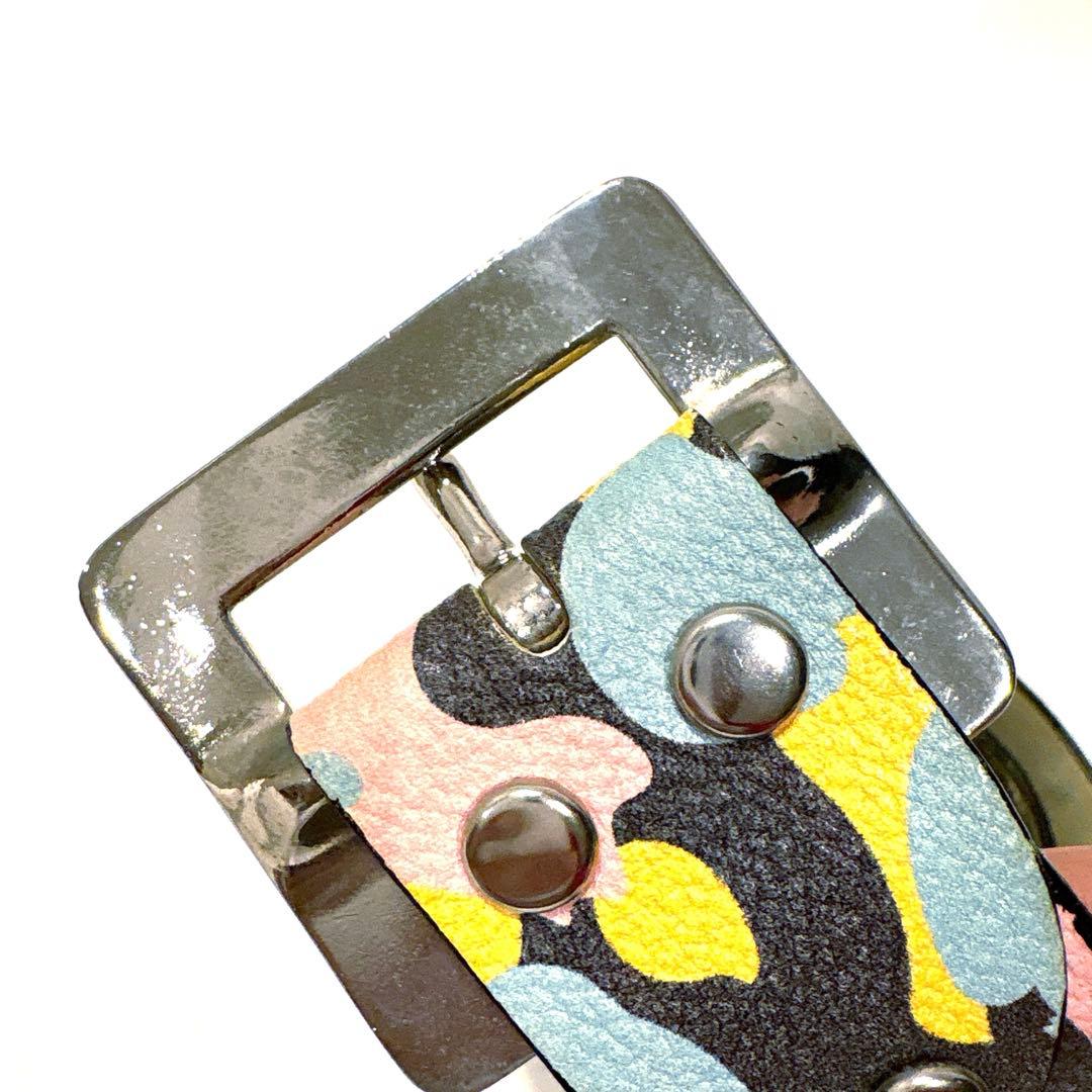 A Bathing Ape マルチカモレザーベルト サイズL シルバー 日本製