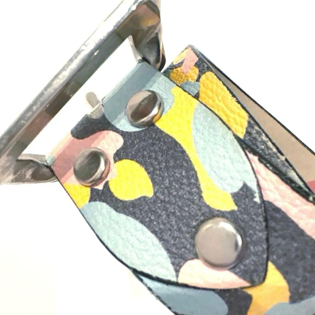 A Bathing Ape マルチカモレザーベルト サイズL シルバー 日本製