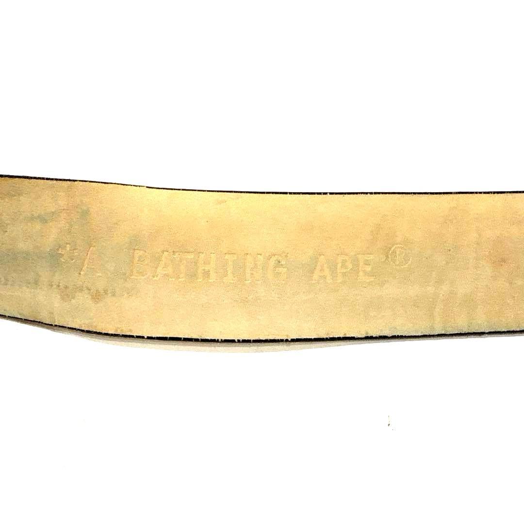 A Bathing Ape マルチカモレザーベルト サイズL シルバー 日本製