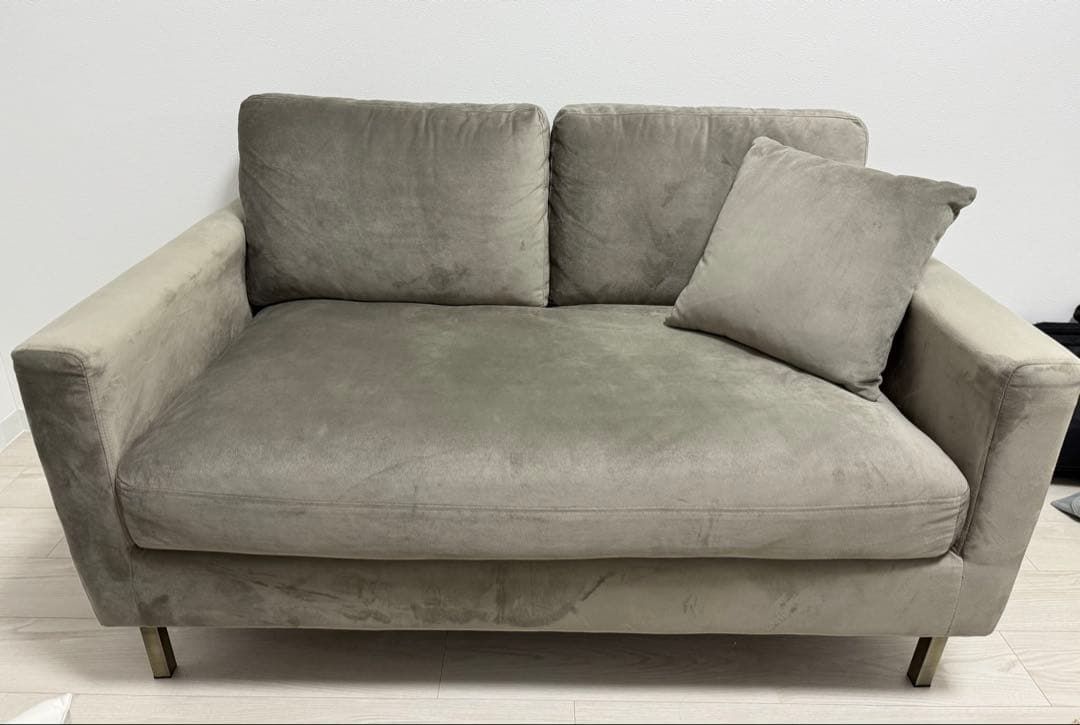 LOWYA グレー 2人掛けソファ クッション付き