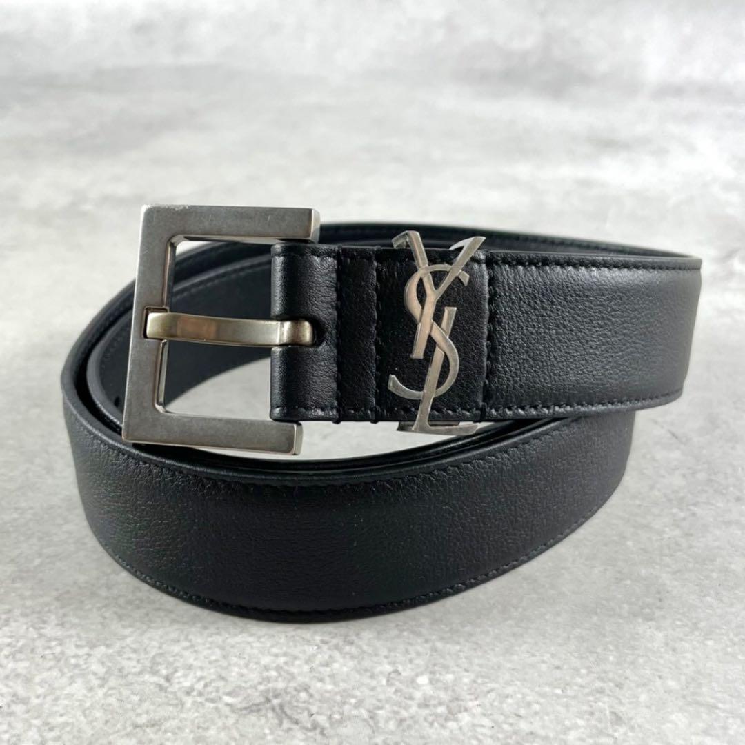 【極美品】サンローランパリ YSL ベルト ブラック シルバー金具