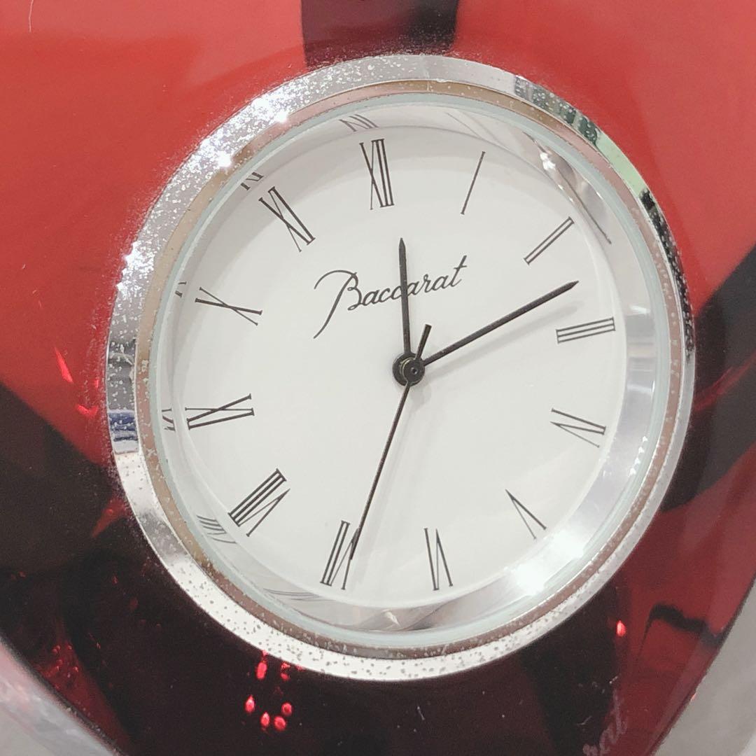 ☆Baccarat☆ バカラ 置き時計 ハート レッド ガラス素材 インテリア