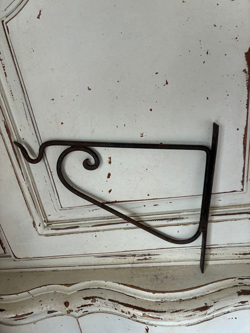 青柳フランス　アンティーク　アイアン　フック　壁掛け　フックシェルフ台　A