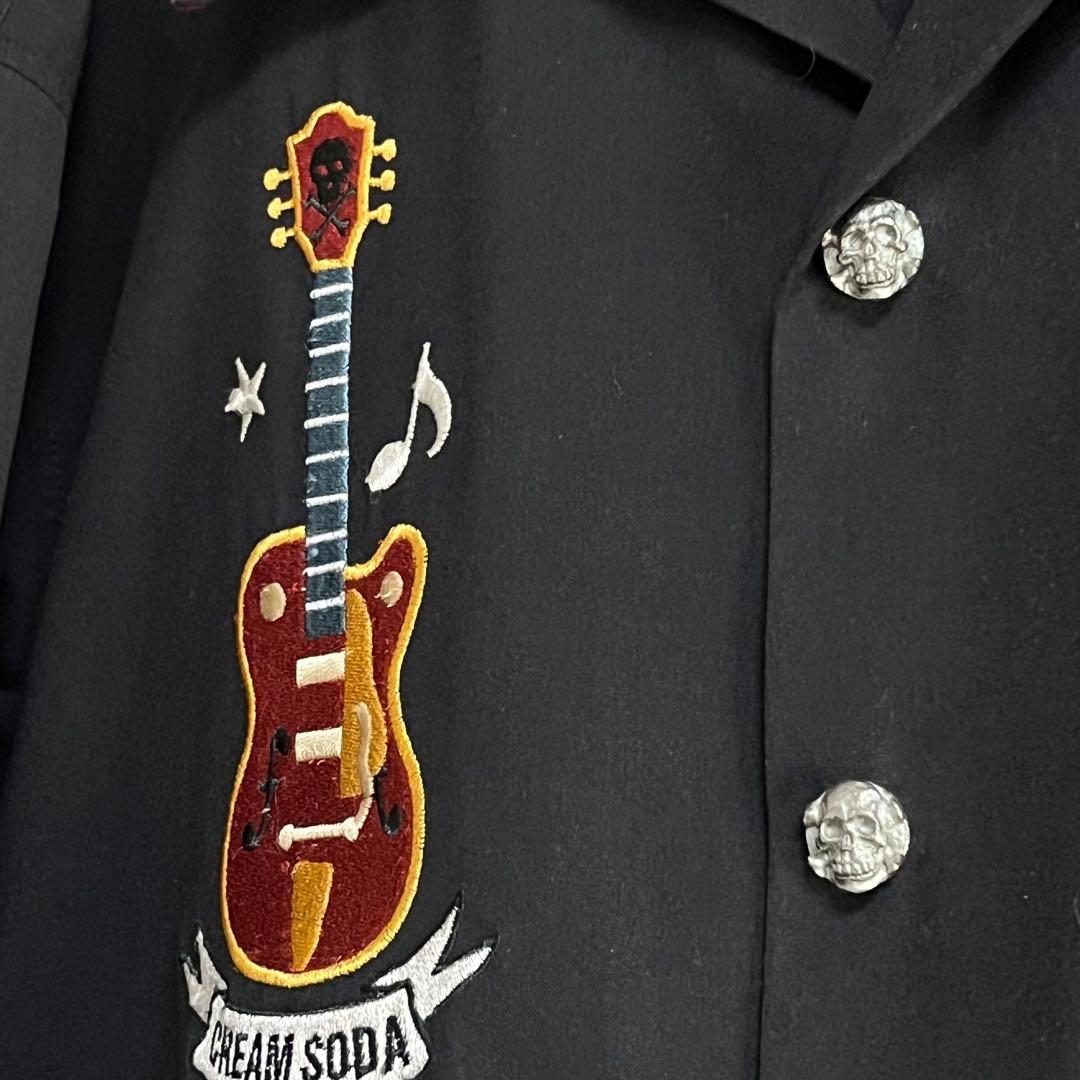 クリームソーダ ワークジャケット ボーリングシャツ L 黒ドクロボタン 35周年