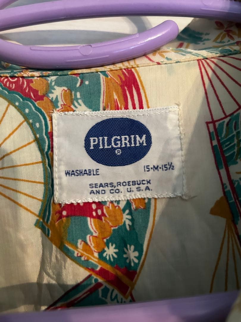 60s PILGRIM 長袖アロハシャツ 和柄