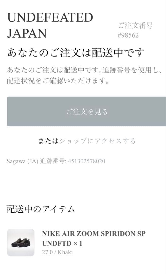 靴 UNDEFEATED NIKE AIR ZOOM SPIRIDON 27cm