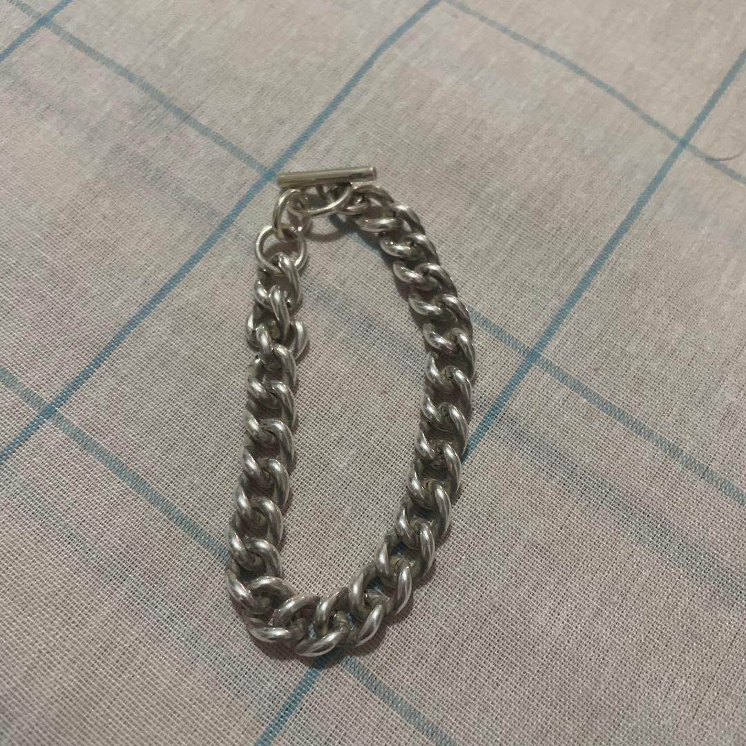 シルバー チェーンブレスレット Tバー留め具