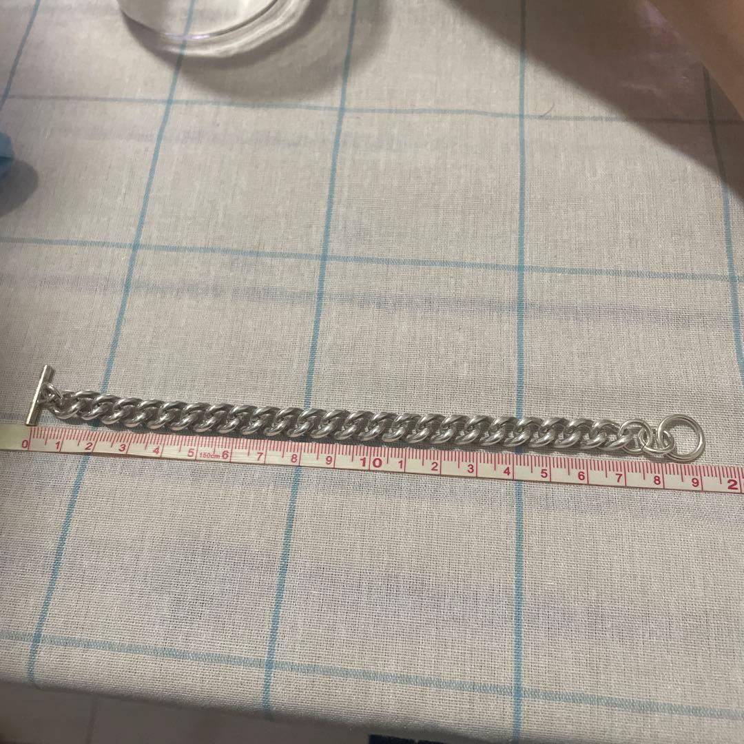 シルバー チェーンブレスレット Tバー留め具