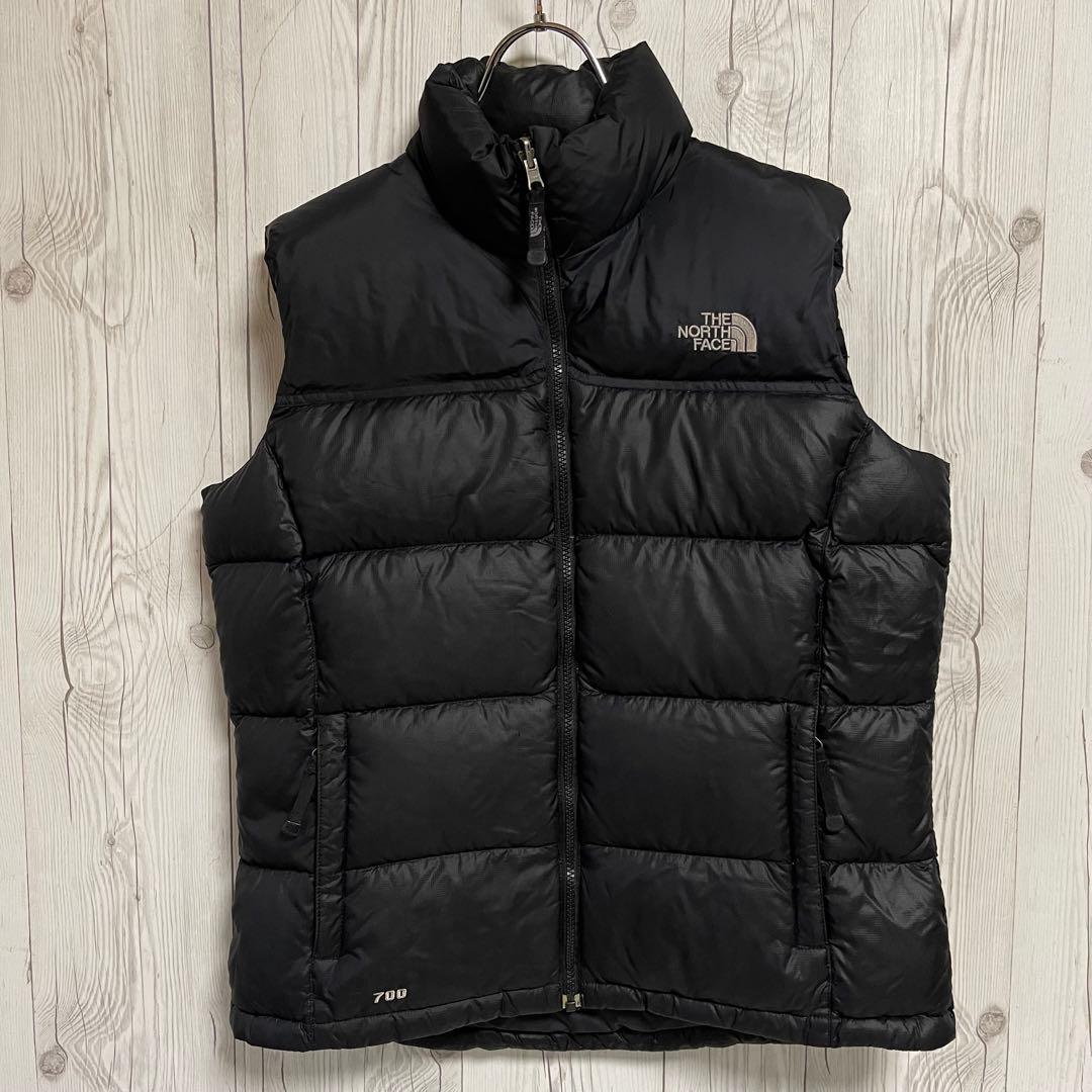 ノースフェイス　ダウンベスト　700フィル　レディースXL　95ブラック黒　古着