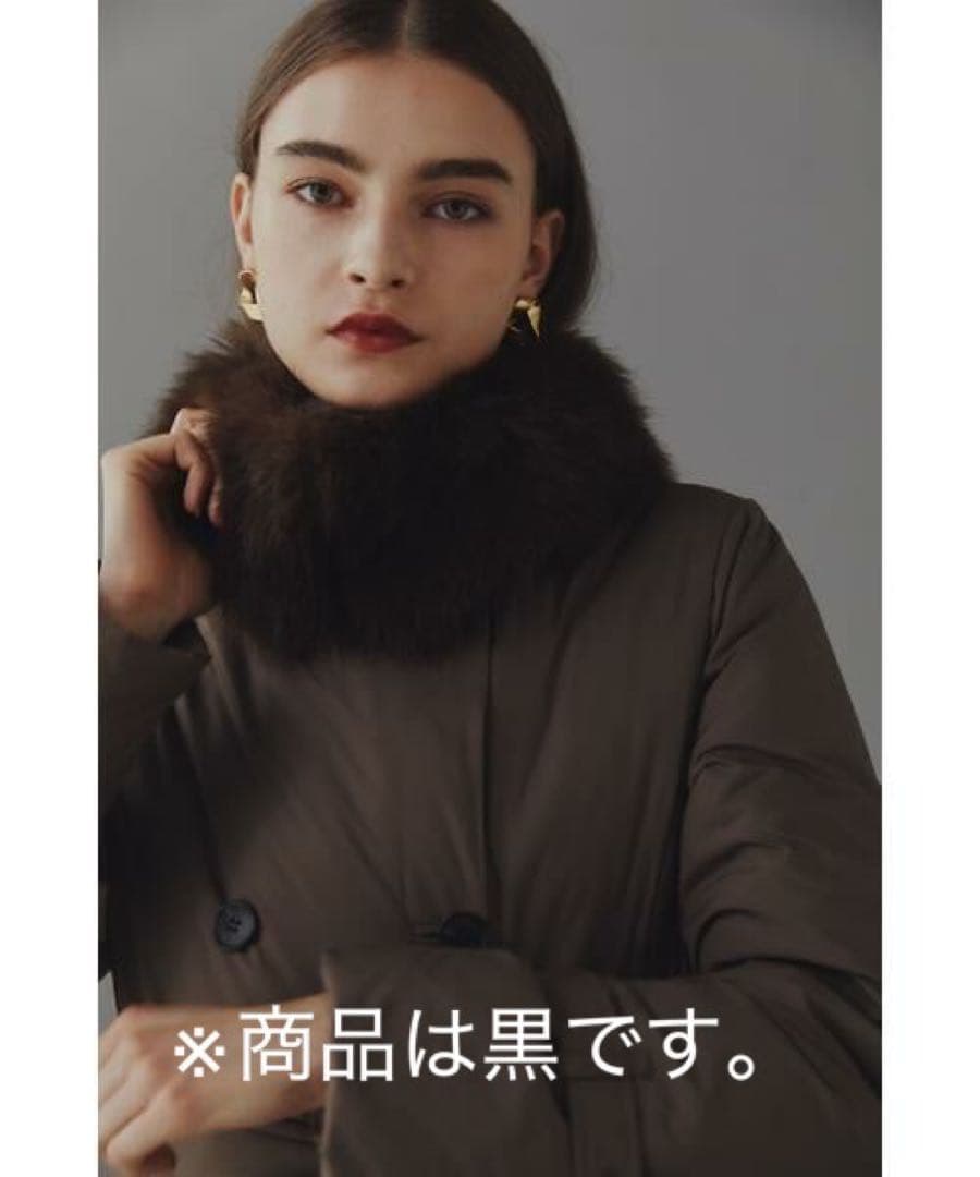 ファー付きダブルブレストロングダウンジャケット