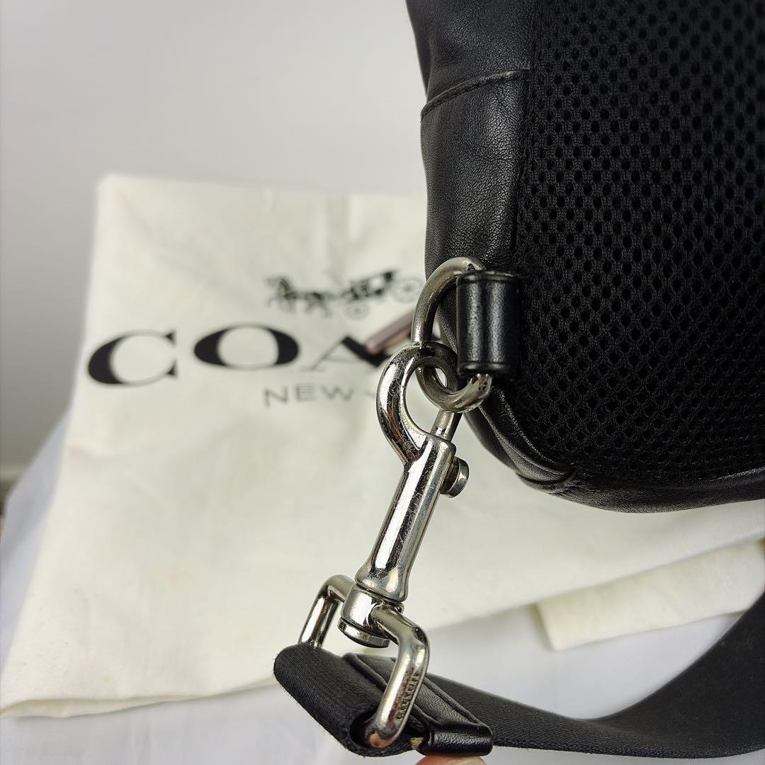 COACH コーチ レザー　PVC クロスボディバッグ シグネチャー　黒