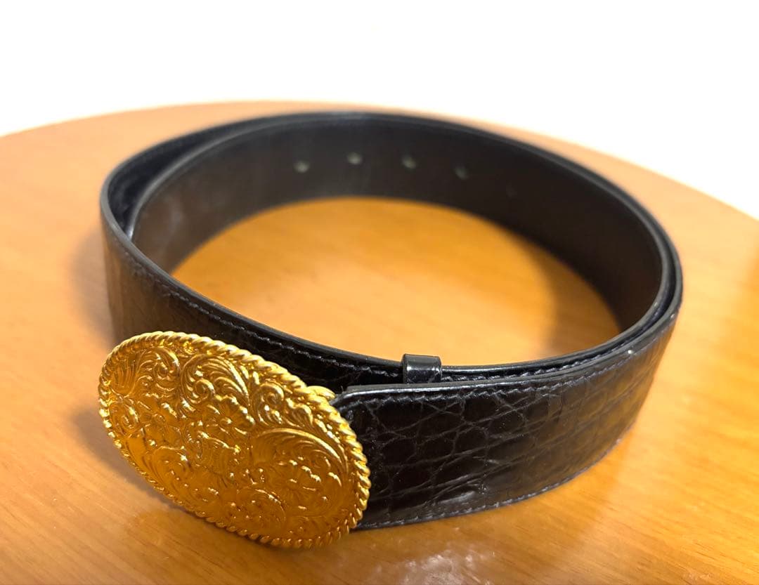 美品 CELINE セリーヌ ブラックレザー ベルト