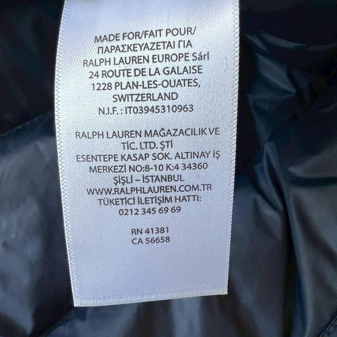 美品 Polo Ralph Lauren ライトダウンジャケット ネイビー 刺繍