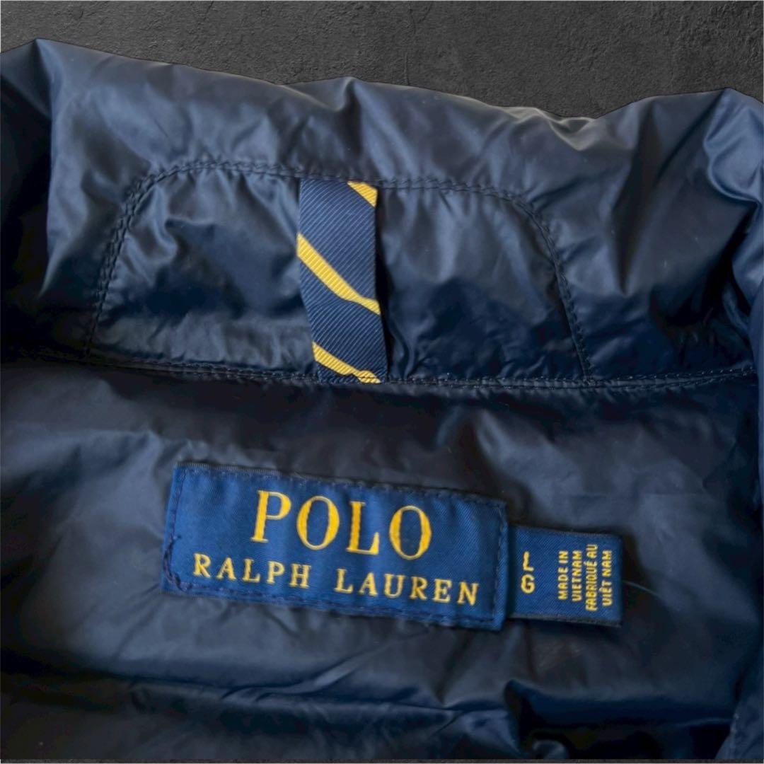美品 Polo Ralph Lauren ライトダウンジャケット ネイビー 刺繍