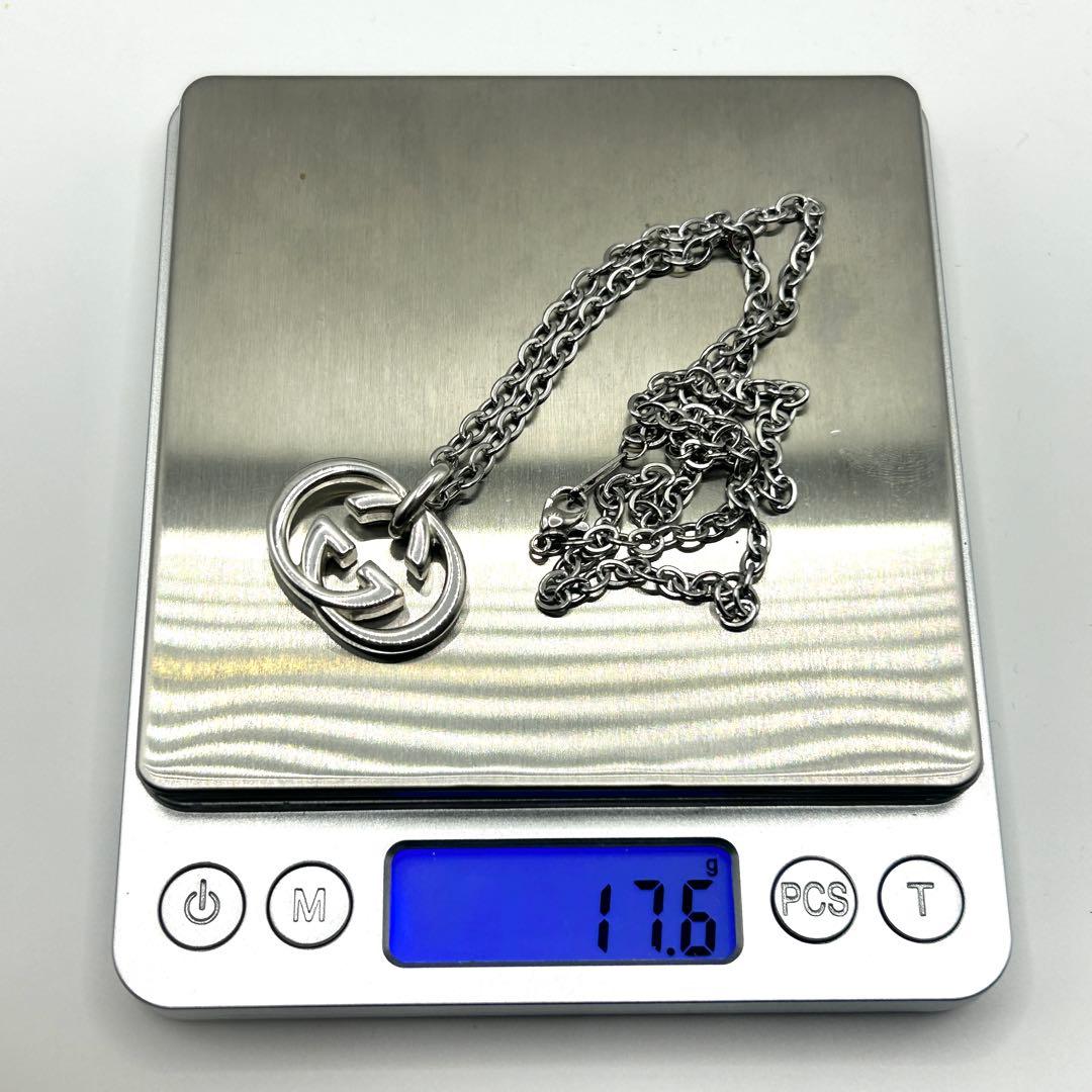 美品　グッチ　インターロッキングG ネックレス　シルバー　社外チェーン