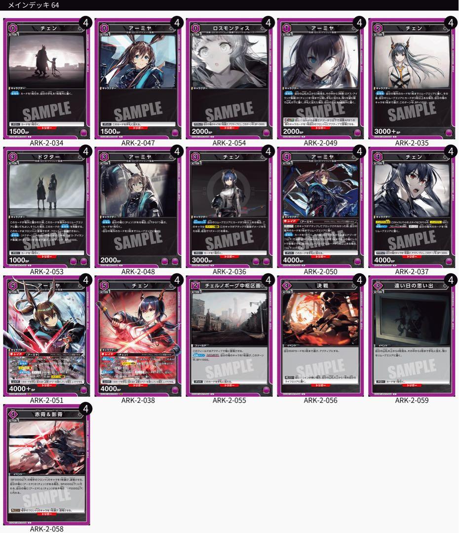 ユニオンアリーナ アークナイツ チェン アーミヤ デッキ 紫＋調整パーツ