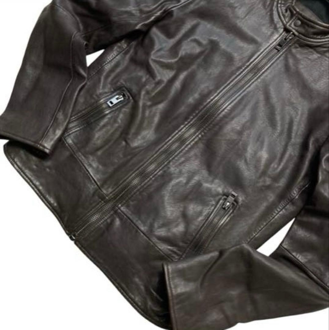 HUGO BOSS ヒューゴボス レザー ジャケット ライダース ラム　羊革