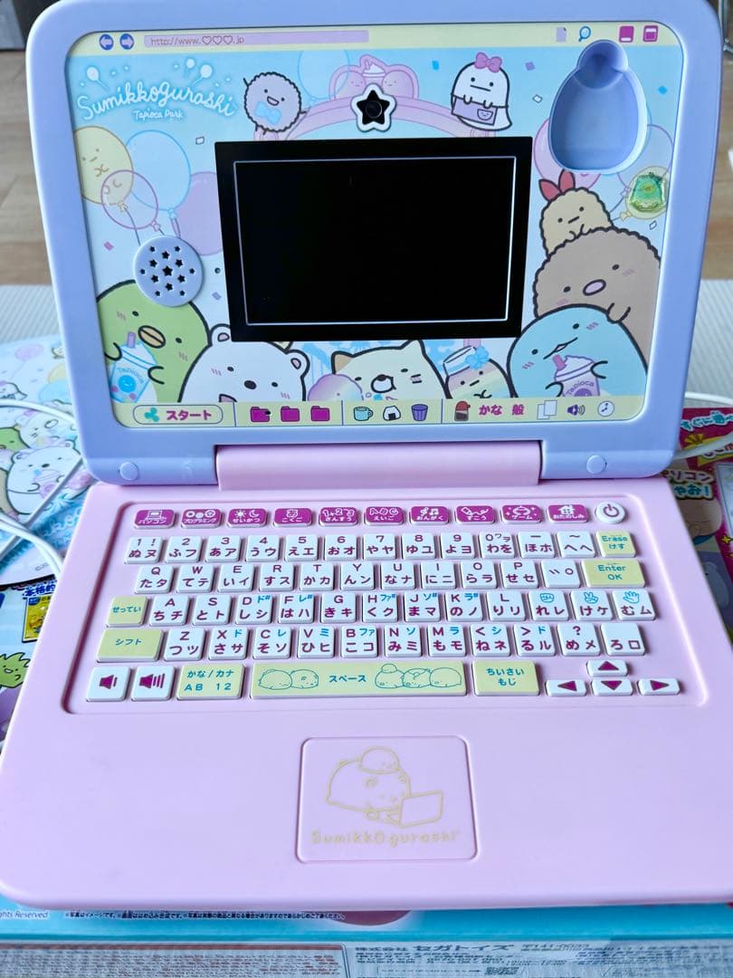 美品！すみっコぐらしパソコンプレミアムデコ 紫 女の子 パープルピンク