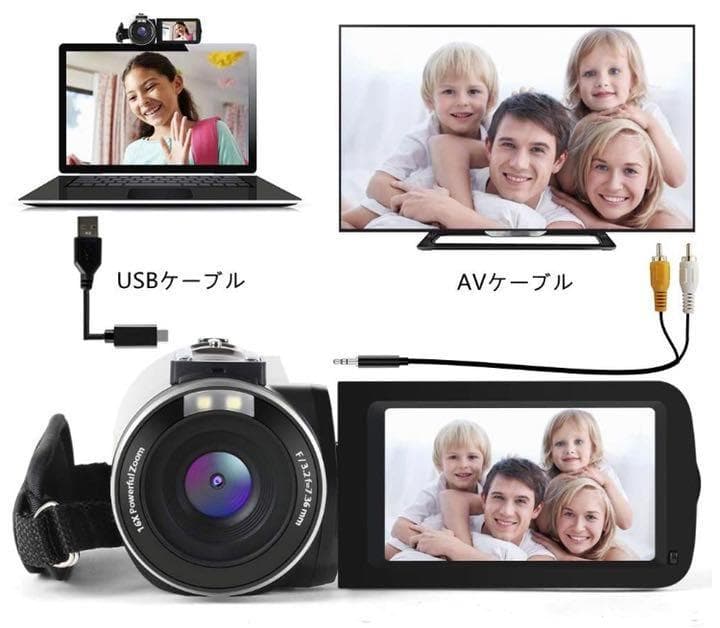 ❤高感度COMSセンサー搭載❣カメラライト内蔵で別途購入不要♪❤ビデオカメラ