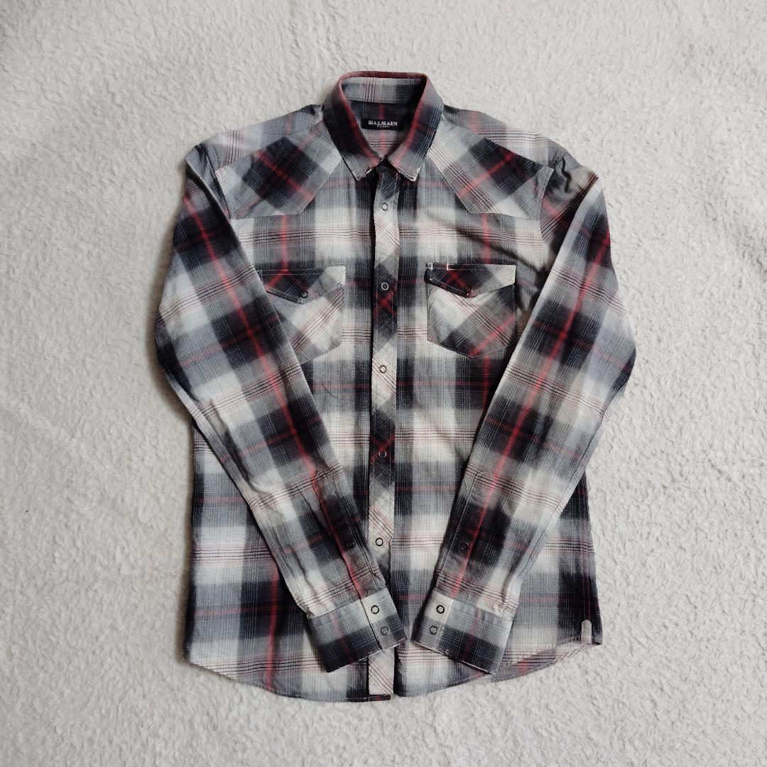 バルマンオム ダメージ加工 ウエスタン シャツ 38 Balmain Homme