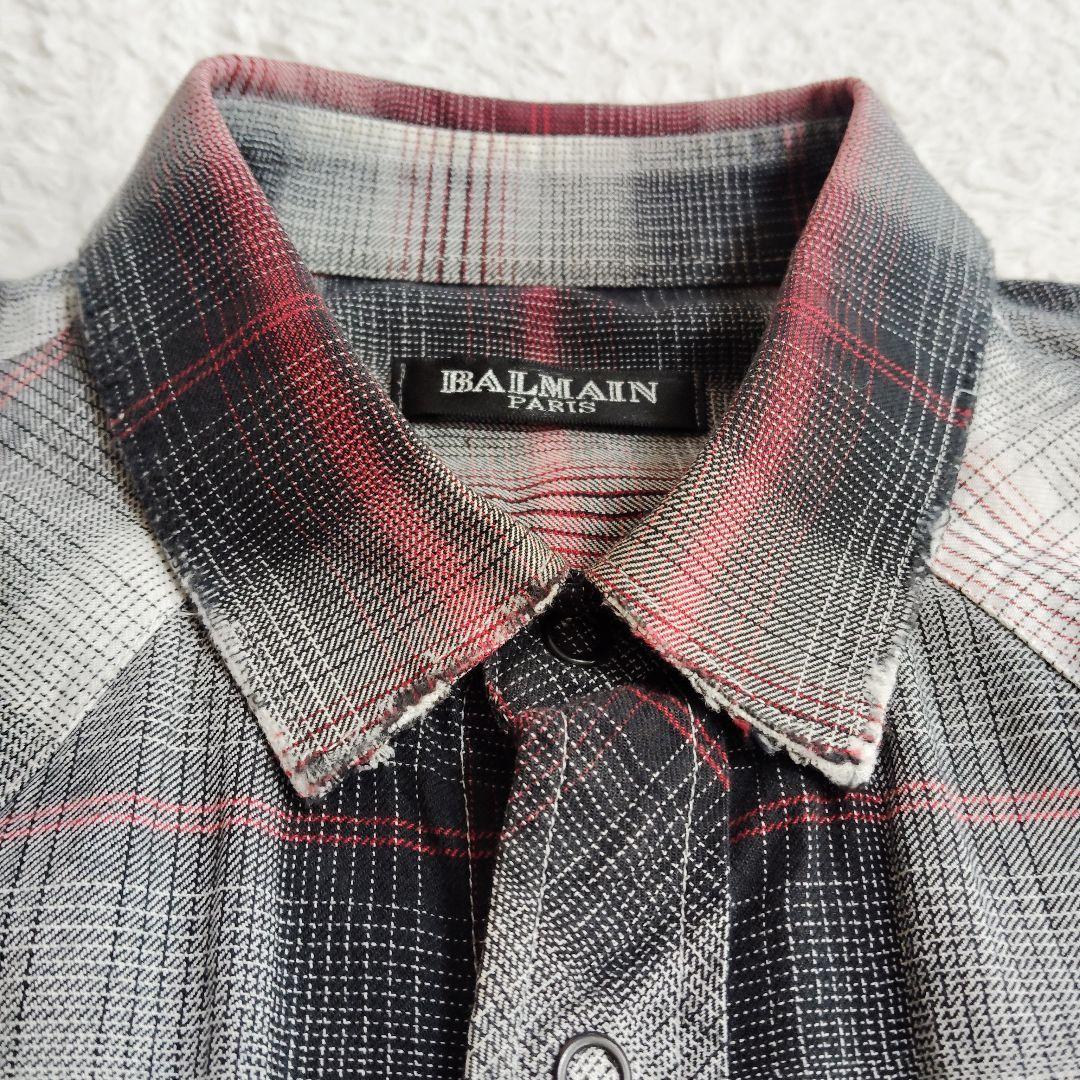 バルマンオム ダメージ加工 ウエスタン シャツ 38 Balmain Homme