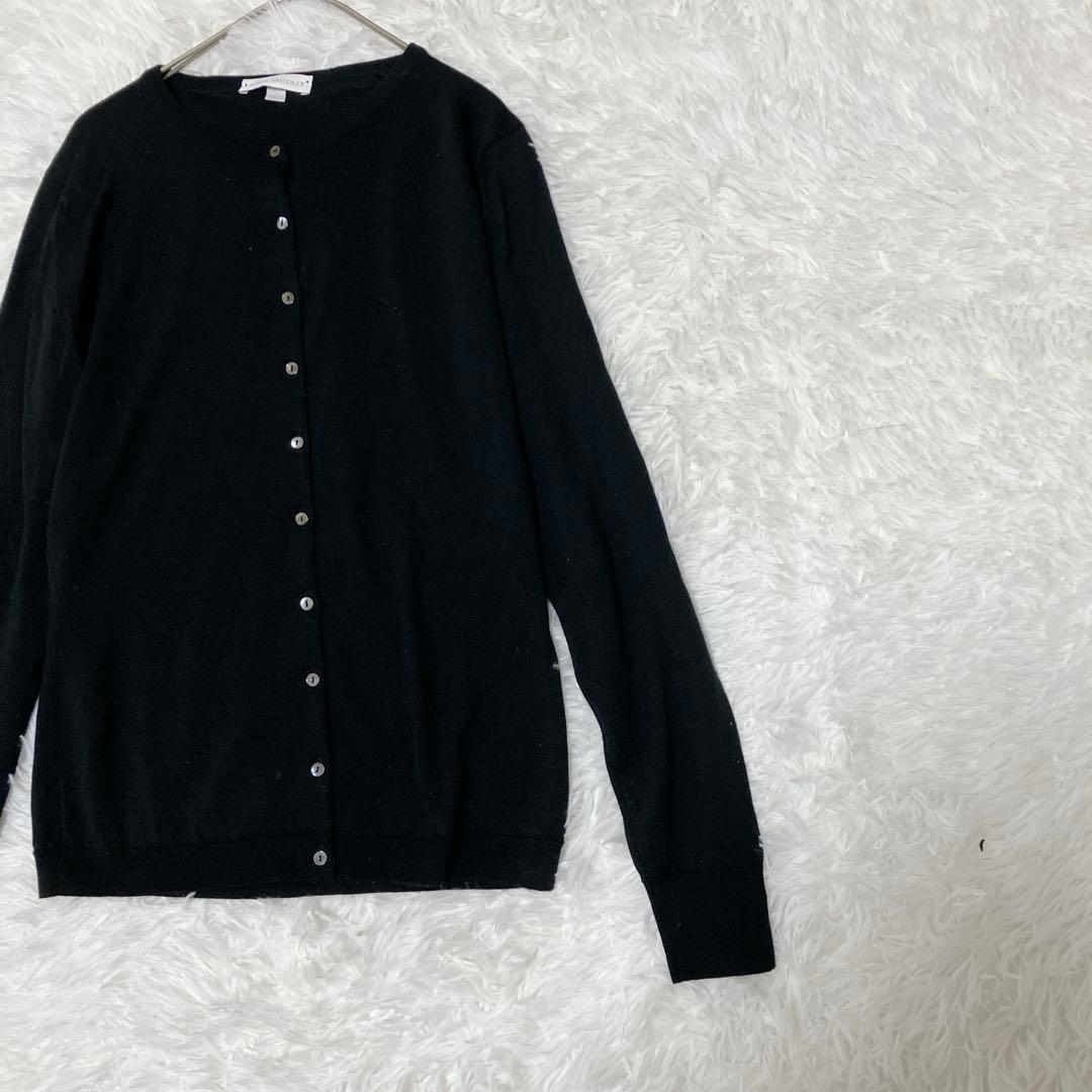 美品 ジョンスメドレー　メリノウール100% ブラック カーディガン M 黒