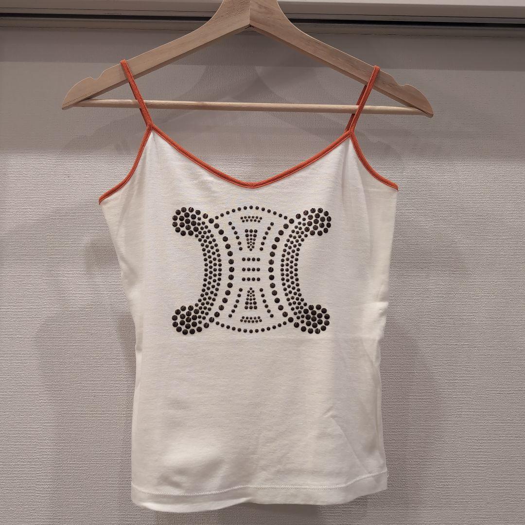 【希少】CELINE セリーヌ キャミソール スタッズ ロゴ　夏コーデ