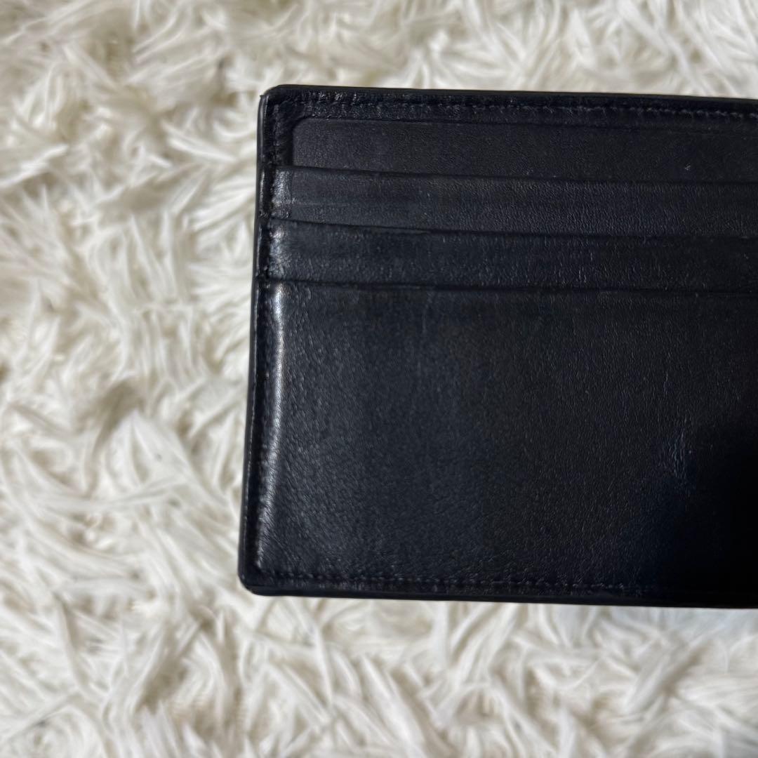 【美品】サンローラン　マネークリップ　クロコ型押しレザー　ブラック　折り財布