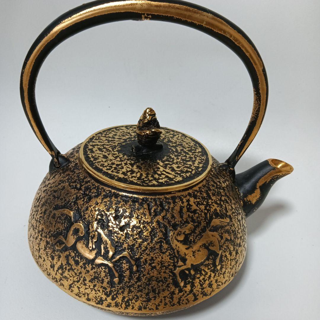 南部岩鋳　 純金　純銀着　美濃華林作　鉄瓶