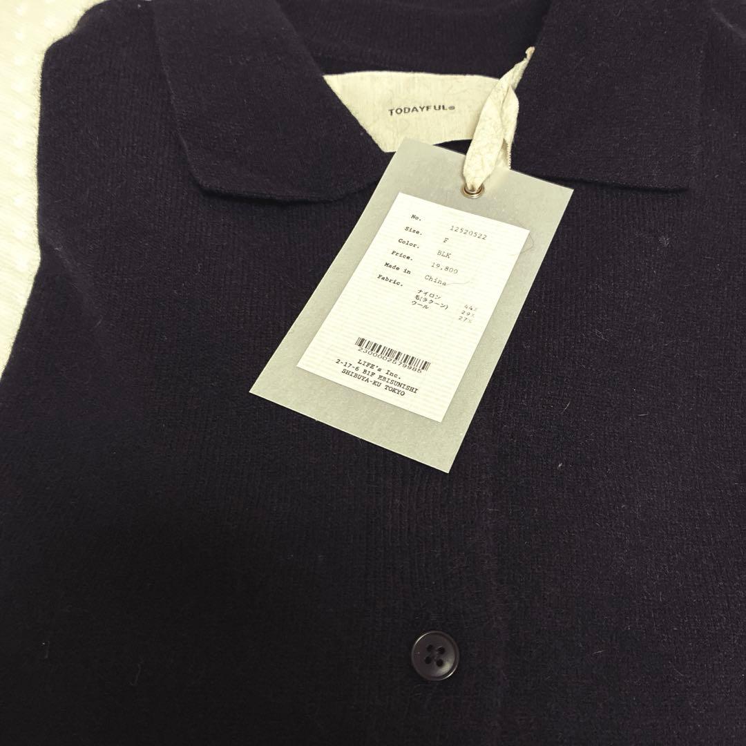 todayful Raccoon Knit Cardigan ブラック