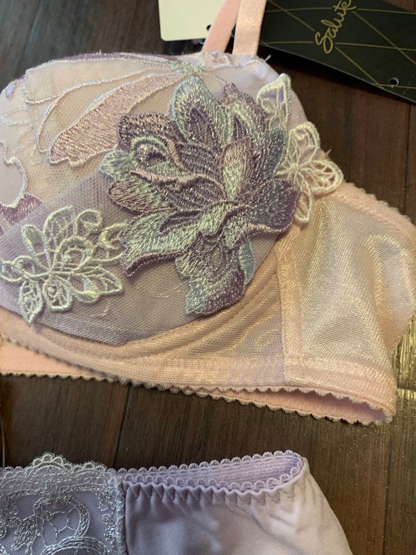 ブラとショーツのセット サルート ピンク 紫 C75 L リボンブラ