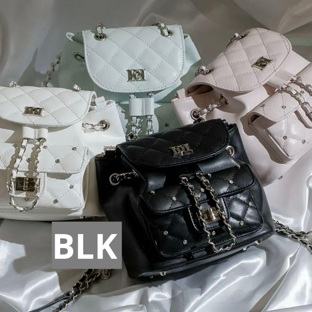 Darich キルティングビジューミニリュック BLK