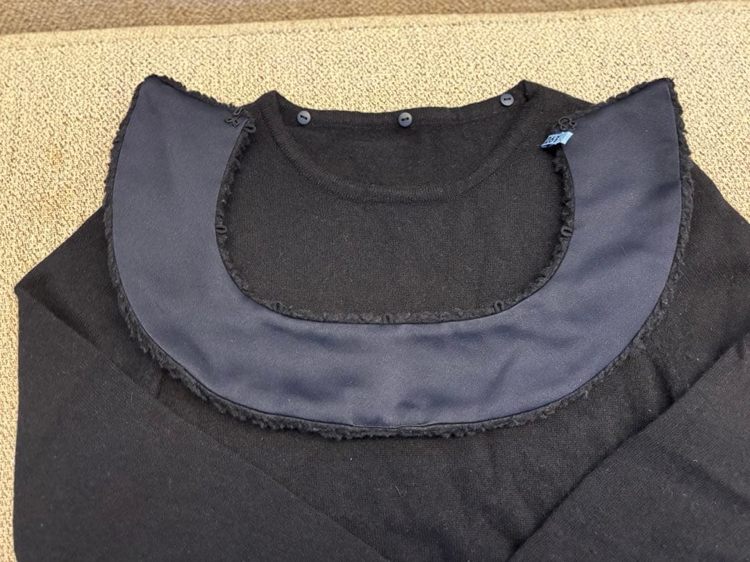 シーマリーcccmalie カシミアファー襟長袖ニット ネイビー 38