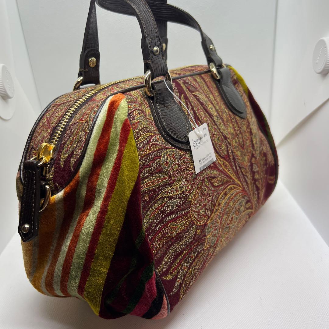 新品タグ付 ETRO 正規品 ギャラ付 希少ジャカード ボストンバッグ