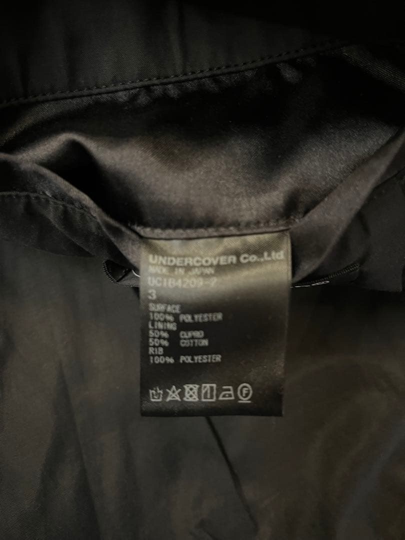 UNDERCOVER サテンスタジャン FLOWERNOISE刺繍/BLACK