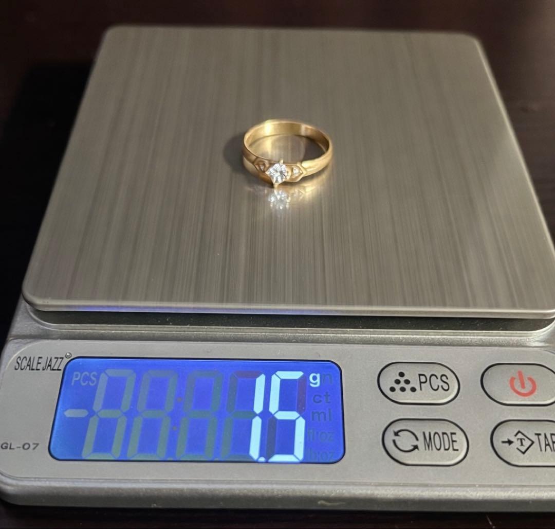 い*く様 ゴールドリング 石付き シンプル 18k gold 0.17 Diam