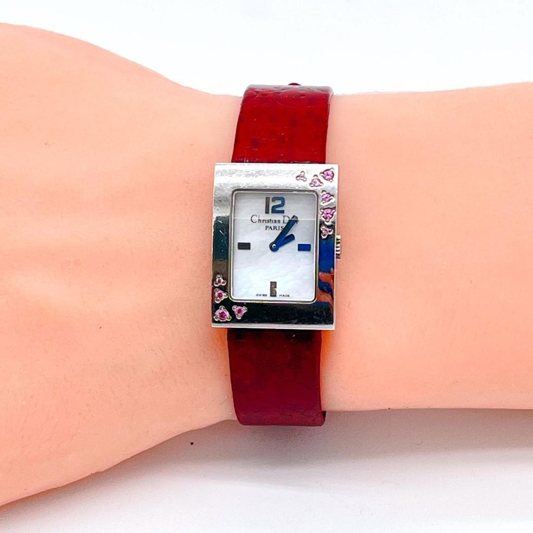 クリスチャンディオール マリス トロッター柄 ワインレッド シェル文字盤