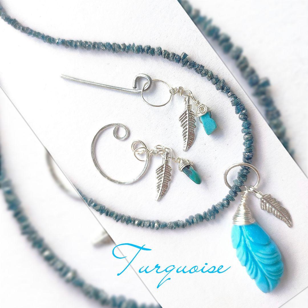 14Kgf ブルー ダイヤモンド　原石　ネックレス 男女兼用　誕生石　贈り物