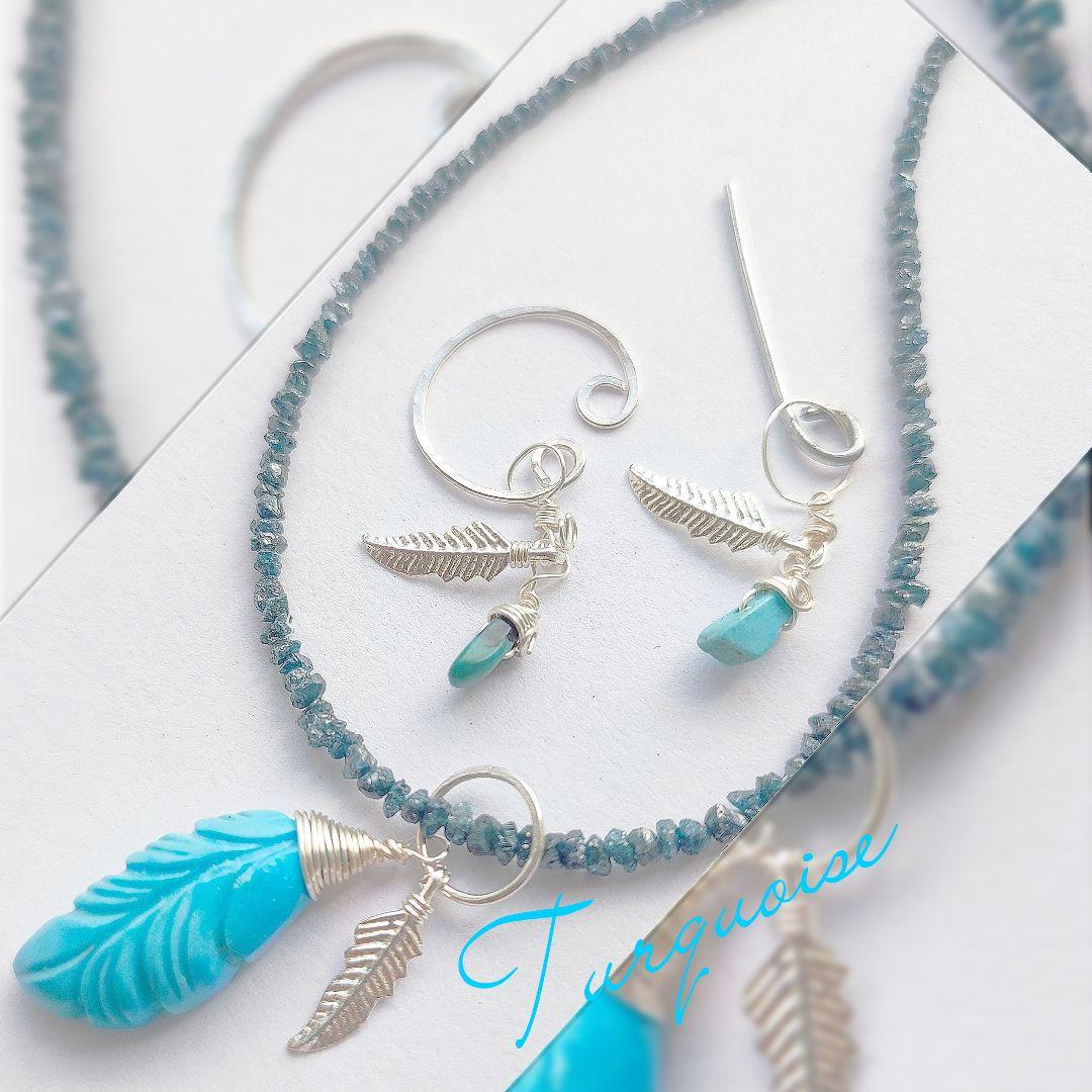 14Kgf ブルー ダイヤモンド　原石　ネックレス 男女兼用　誕生石　贈り物