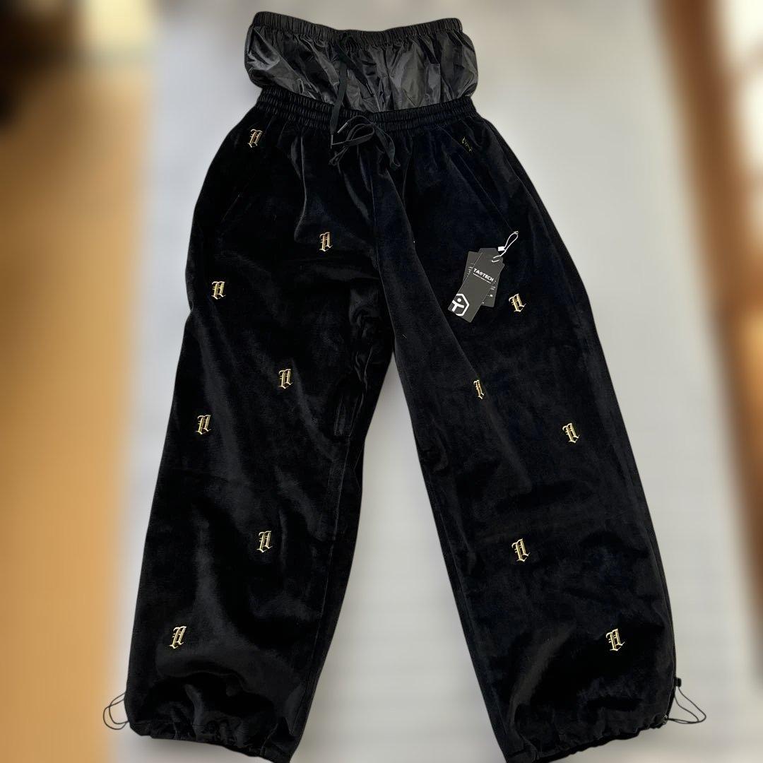 Libelice ブラックベルベット(ベロア)パンツXL